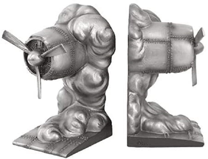 Ebros Vintage Industrial Airplane Engine Resin Figurine Bookends Set 6"H