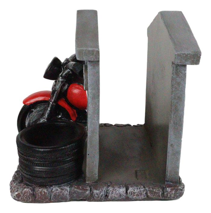 Ebros Vintage Red Chopper Bike Garage Shop Tires Napkin & Salt Pepper Shakers Holder