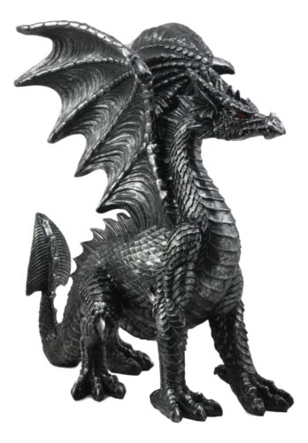 Ebros Viserion Ruler Of The Skies Standing Black Dragon Statue 13"Long Fantasy Beast