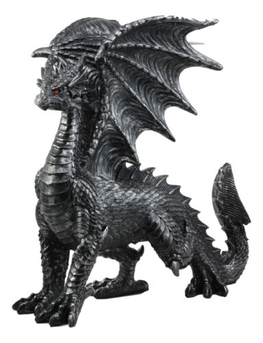 Ebros Viserion Ruler Of The Skies Standing Black Dragon Statue 13"Long Fantasy Beast