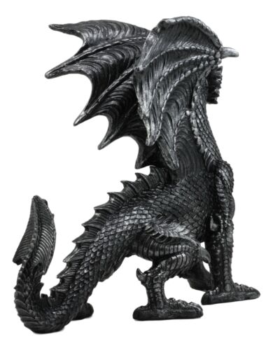 Ebros Viserion Ruler Of The Skies Standing Black Dragon Statue 13"Long Fantasy Beast