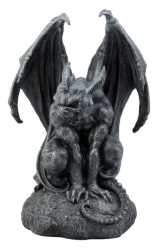 Ebros Warden Large Cathedral Guardian Crouching Winged Gargoyle Statue 12.5"H