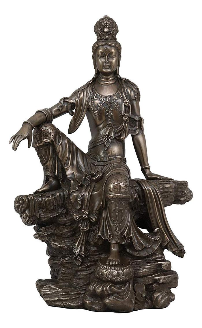 Ebros Water And Moon Goddess Kuan Yin Bodhisattva Sitting Figurine 13.75"H Ebros Water And Moon Goddess Kuan Yin Bodhisattva Sitting Figurine 13.75"H