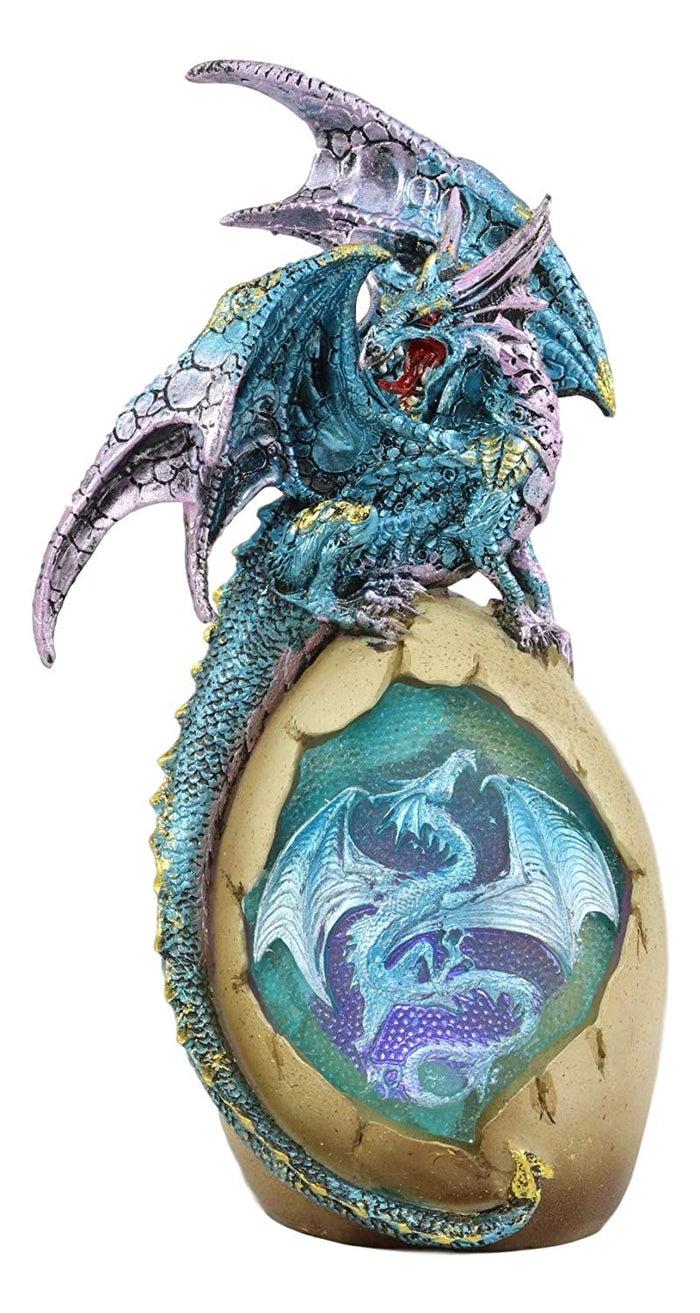 Ebros Water Dragon With LED Light Guarding Dragon Egg Collection 10" Height