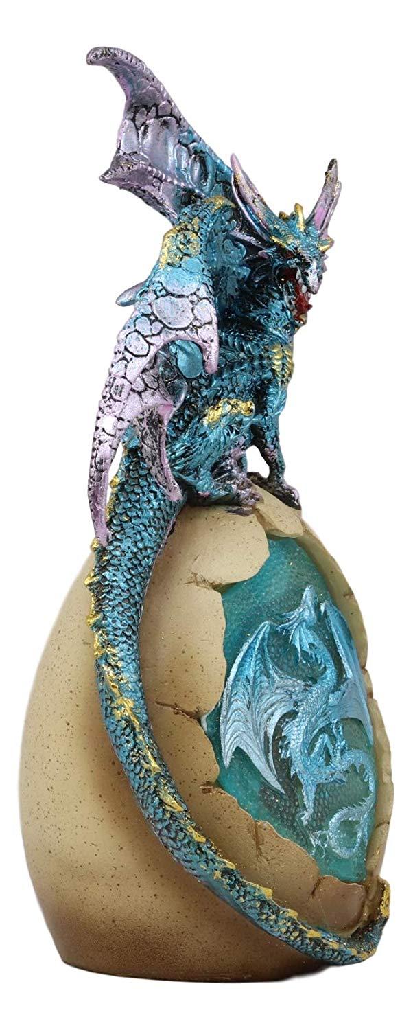 Ebros Water Dragon With LED Light Guarding Dragon Egg Collection 10" Height
