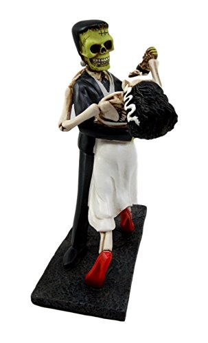 Ebros Wedding Foxtrot Dance Skeleton Frankenstein Skull Bride And Groom Figurine