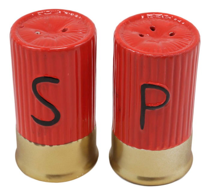 Ebros Western 12 Gauge Shotgun Shells Hunter's Ammo Ceramic Salt And Pepper Shakers Decorative Figurine Set 3.5" Tall Country Cowboy Cowgirl Hunters Outdoorsmen Cabin Lodge Rustic Decor Statue