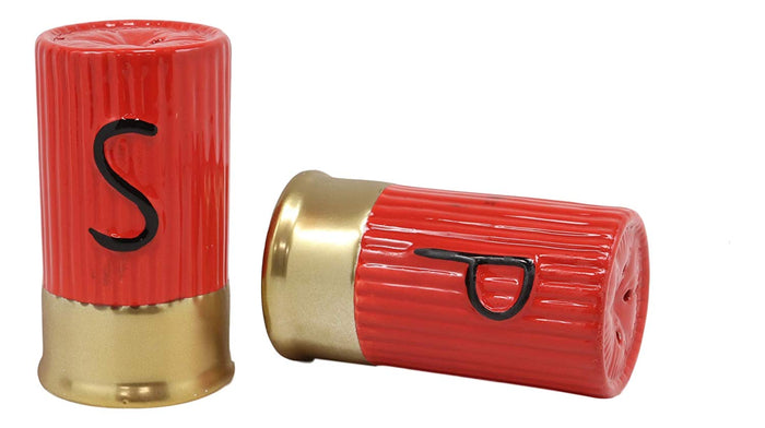 Ebros Western 12 Gauge Shotgun Shells Hunter's Ammo Ceramic Salt And Pepper Shakers Decorative Figurine Set 3.5" Tall Country Cowboy Cowgirl Hunters Outdoorsmen Cabin Lodge Rustic Decor Statue