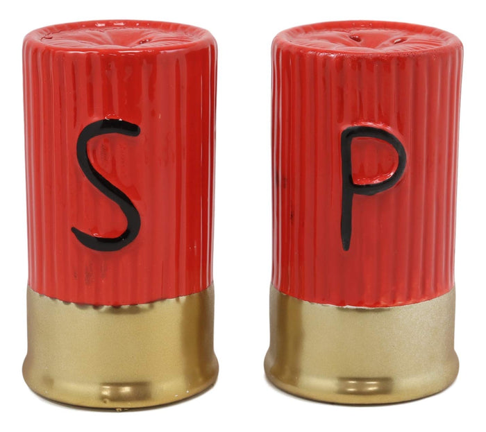 Ebros Western 12 Gauge Shotgun Shells Hunter's Ammo Ceramic Salt And Pepper Shakers Decorative Figurine Set 3.5" Tall Country Cowboy Cowgirl Hunters Outdoorsmen Cabin Lodge Rustic Decor Statue
