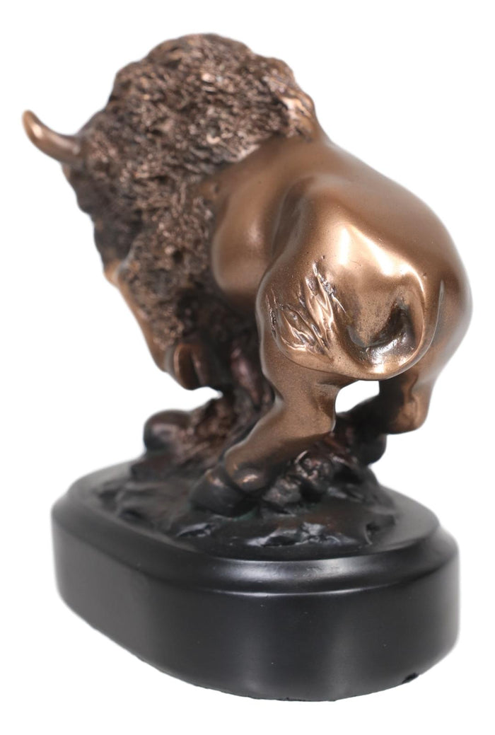 Ebros Western Charging American Bison Small Bronze Patinated Resin Figurine