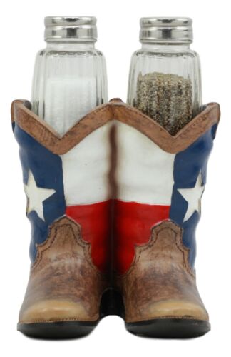 Ebros Western Cowboy Or Cowgirl Texas Flag Boots Salt And Pepper Shakers Set