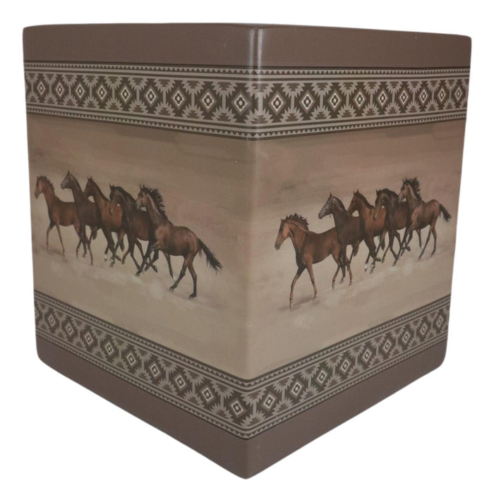 Ebros Western Running Horses With Southwest Navajo Vectors Tan Tissue Box Cover Decor