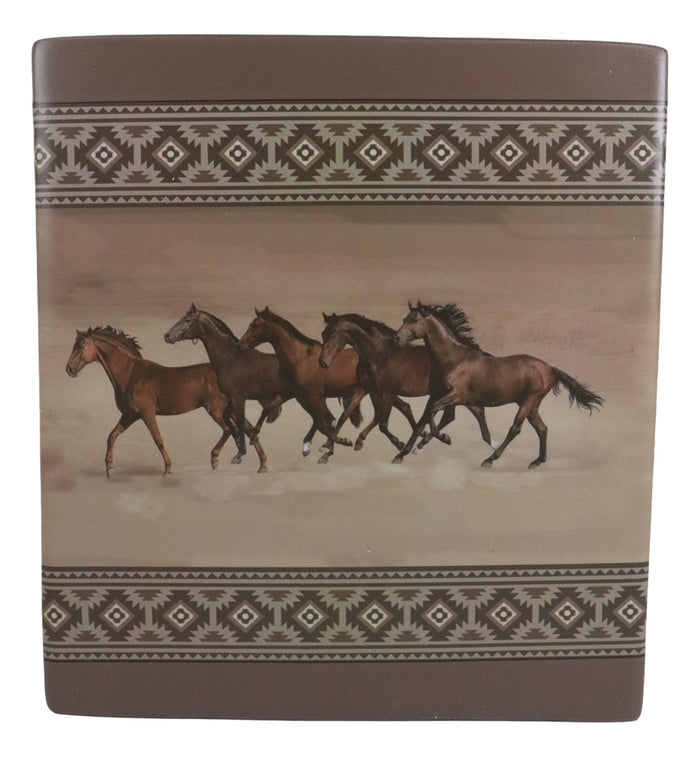 Ebros Western Running Horses With Southwest Navajo Vectors Tan Tissue Box Cover Decor