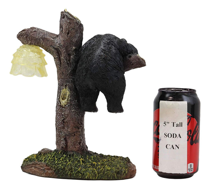 Ebros Western Rustic Forest Black Bear Climbing Tree With Beehive LED Night Light Statue 9.25" High Cabin Lodge Decor Bears Figurine For Mantelpiece Shelf Table Home Accent Lamp