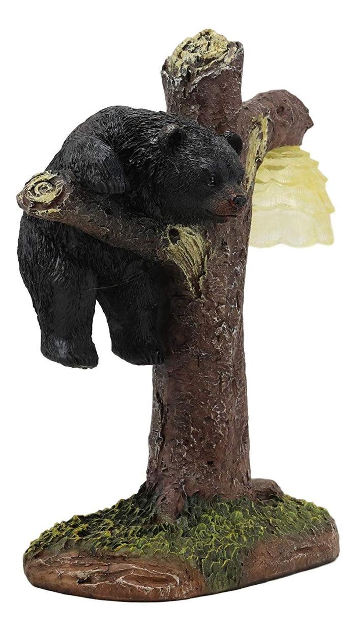 Ebros Western Rustic Forest Black Bear Climbing Tree With Beehive LED Night Light Statue 9.25" High Cabin Lodge Decor Bears Figurine For Mantelpiece Shelf Table Home Accent Lamp