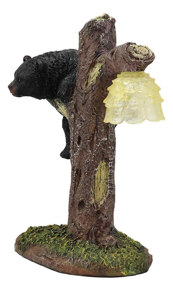 Ebros Western Rustic Forest Black Bear Climbing Tree With Beehive LED Night Light Statue 9.25" High Cabin Lodge Decor Bears Figurine For Mantelpiece Shelf Table Home Accent Lamp