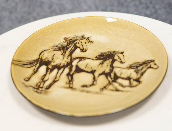 Ebros Western Rustic Running Horses Round Dessert Appetizer Salad Plates Set Of 4