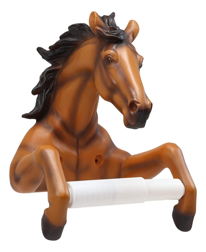 Ebros Western Rustic Wild Chestnut Brown Horse Toilet Paper Holder 8.75"Tall
