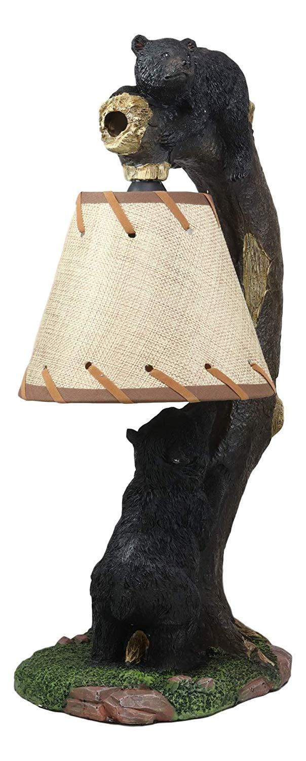 Ebros Whimsical 2 Climbing Black Bears On Bending Tree Branch Table Lamp Decor