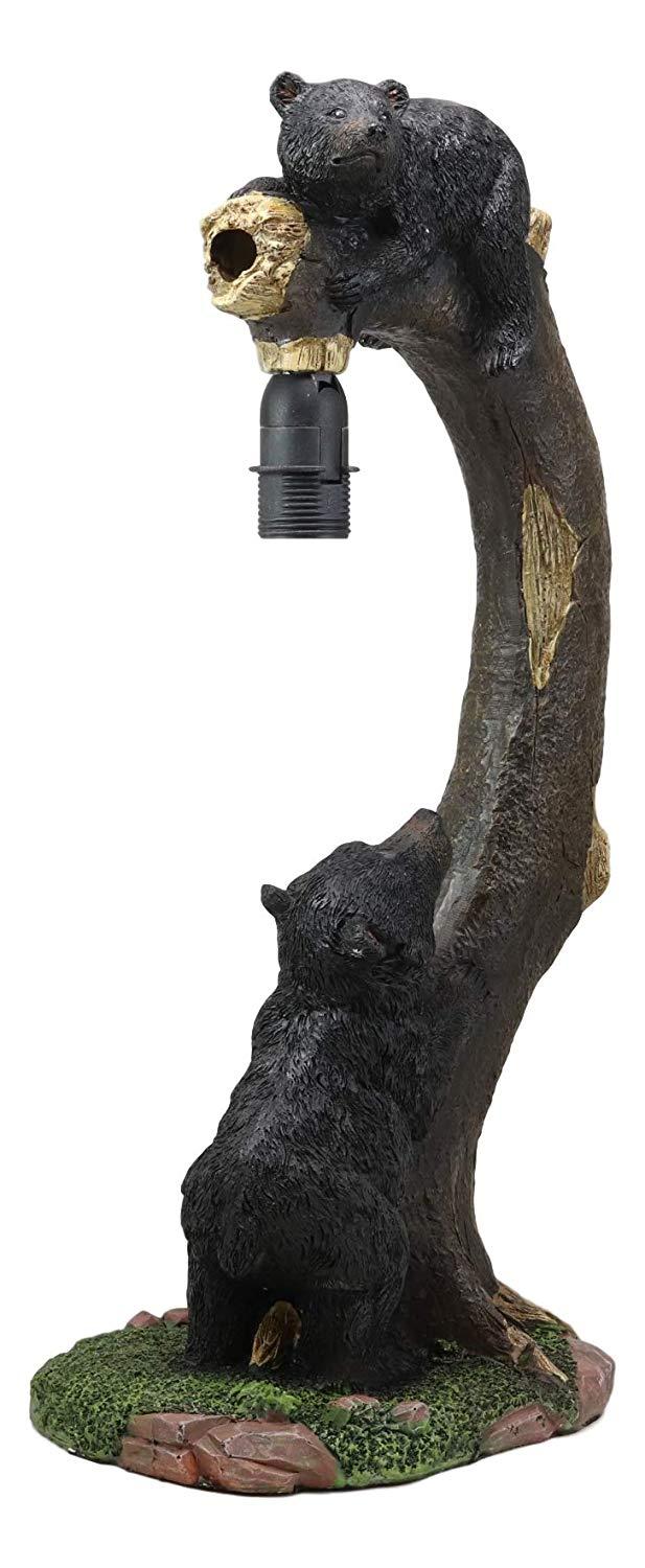 Ebros Whimsical 2 Climbing Black Bears On Bending Tree Branch Table Lamp Decor