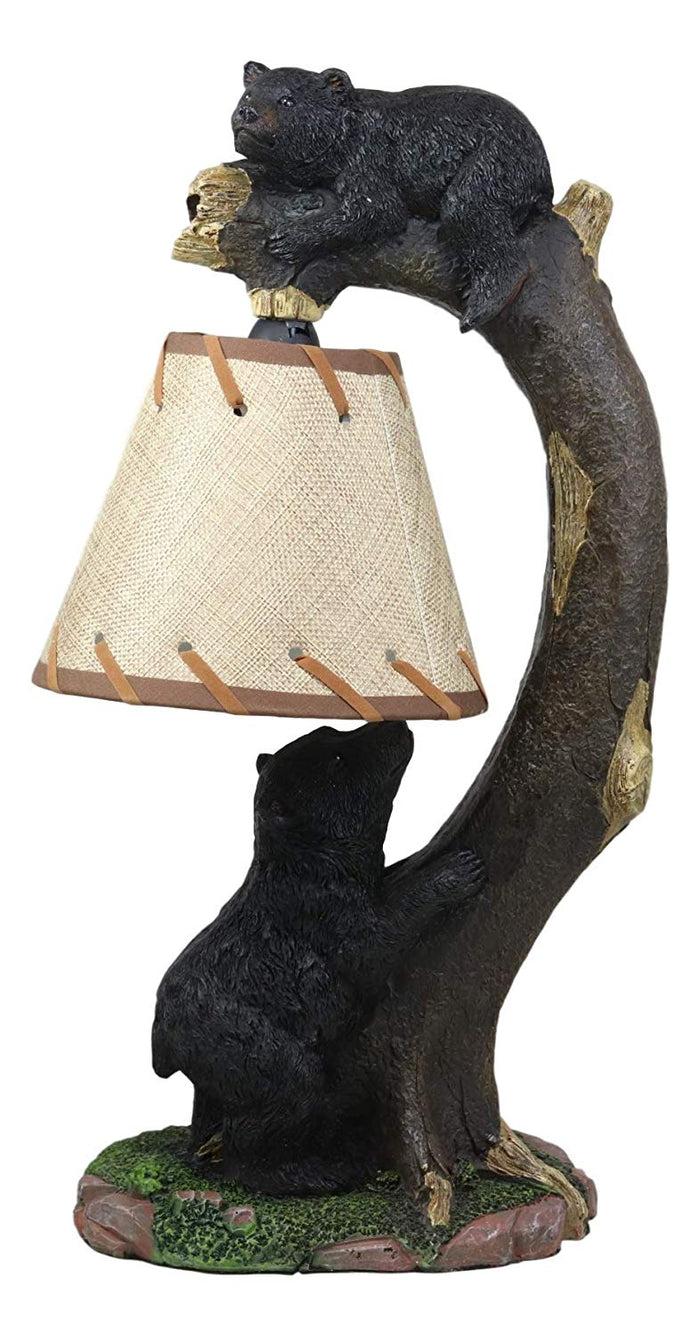 Ebros Whimsical 2 Climbing Black Bears On Bending Tree Branch Table Lamp Decor