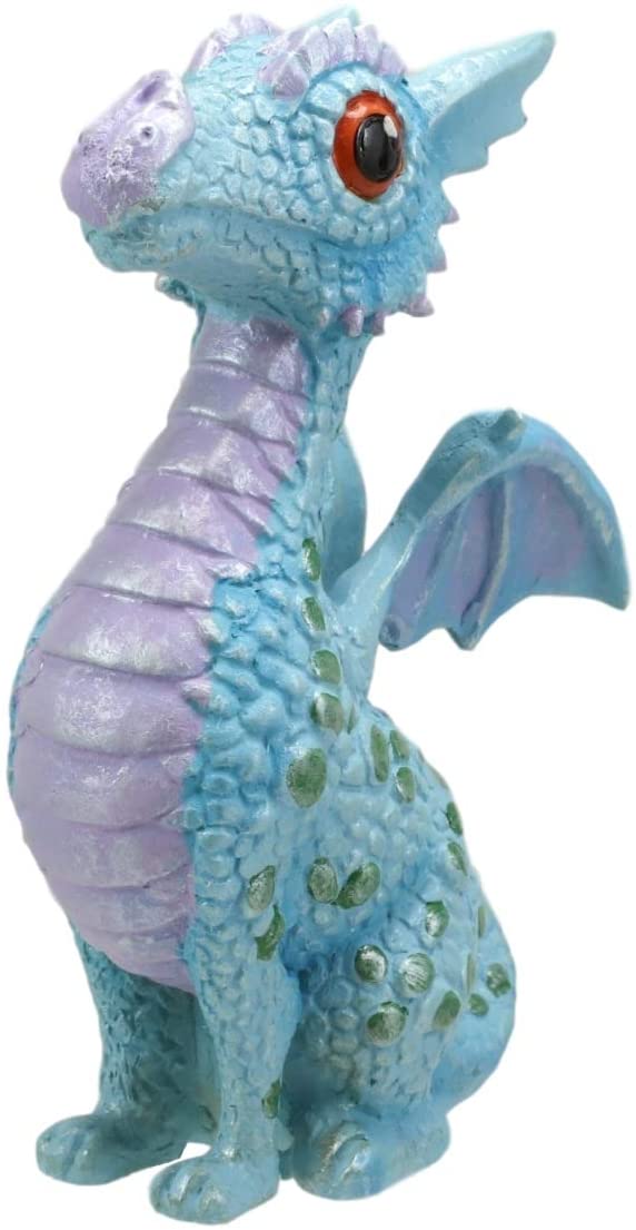 Ebros Whimsical Aqua Blue Wyrmling Baby Hatchling Dragon Figurine 4.75"H