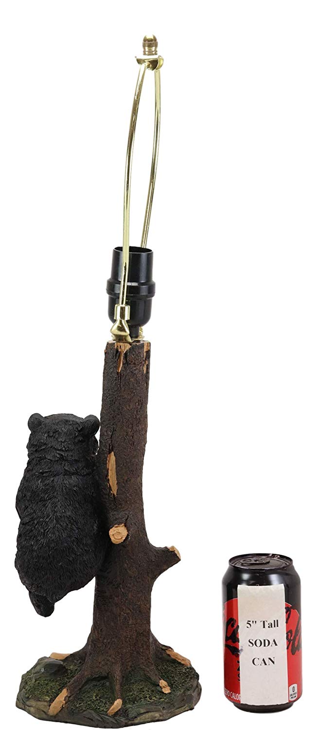 Ebros Whimsical Black Bear Hanging On Tree Branch Table Lamp With Shade 22"H