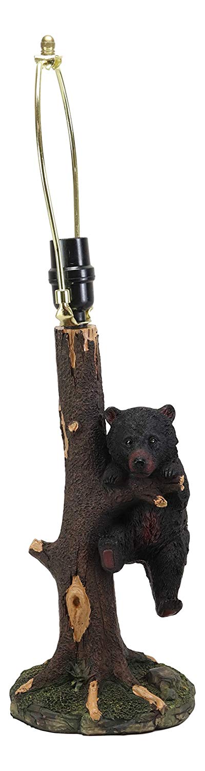 Ebros Whimsical Black Bear Hanging On Tree Branch Table Lamp With Shade 22"H