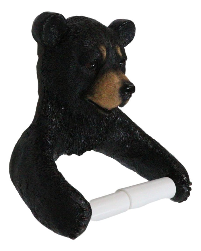 Ebros Whimsical Black Bear Toilet Paper And Hand Towel Holder Set Bathroom Decor