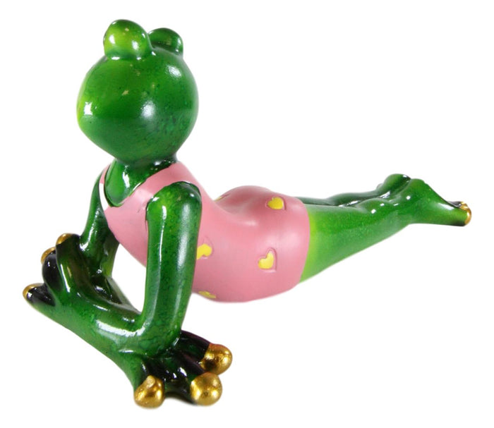 Ebros Whimsical Diva Green Lady Frog In Pink Swimsuit And Golden Manicure Figurine