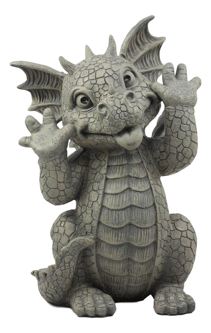 Ebros Whimsical Garden Dragon Making Funny Faces Statue 10.25" H Figurine