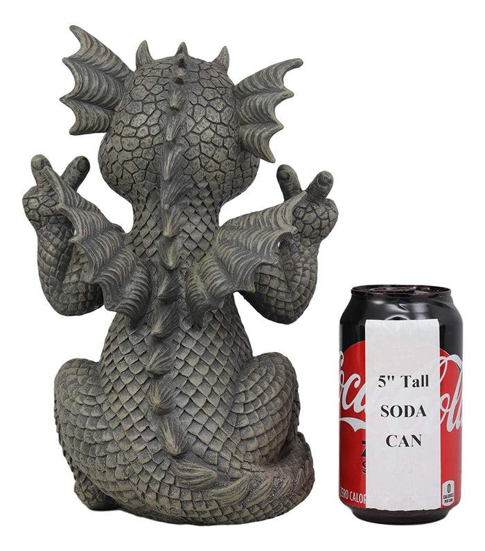Ebros Whimsical Garden Dragon With Hippie Peace Sign Gesture Statue 10.5" Tall