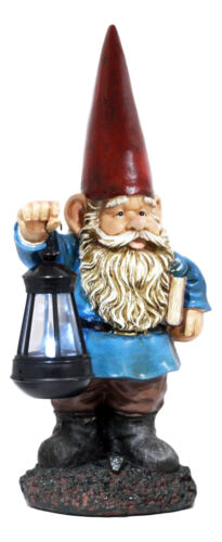 Ebros Whimsical Gnome Holding Book Of Spells Solar LED Lantern Light Statue 17"H