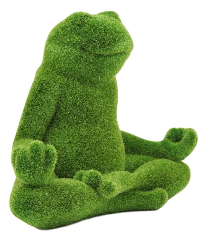 Ebros Whimsical Meditating Yoga Frog Garden Statue In Flocked Artificial Moss Finish