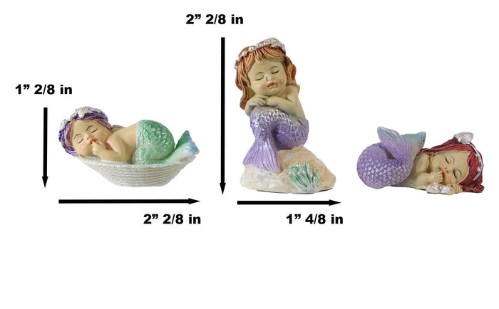 Ebros Whimsical Mergirls Mermaid Babies Small Miniature Figurines Set Of 3