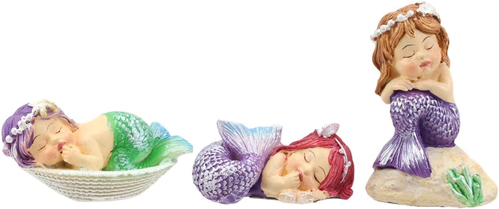 Ebros Whimsical Mergirls Mermaid Babies Small Miniature Figurines Set Of 3