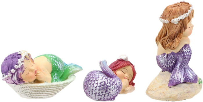 Ebros Whimsical Mergirls Mermaid Babies Small Miniature Figurines Set Of 3