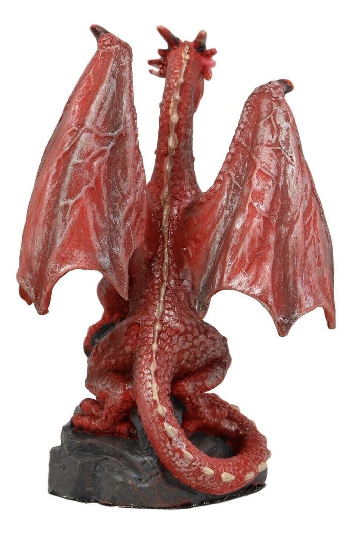 Ebros Whimsical Red Lava Dragon Climbing On Volcanic Rock Statue 4.25" Tall Dungeons And Dragons Legends Fantasy Home And Garden Accent Decor Sculpture Medieval Renaissance Figurine Collectible