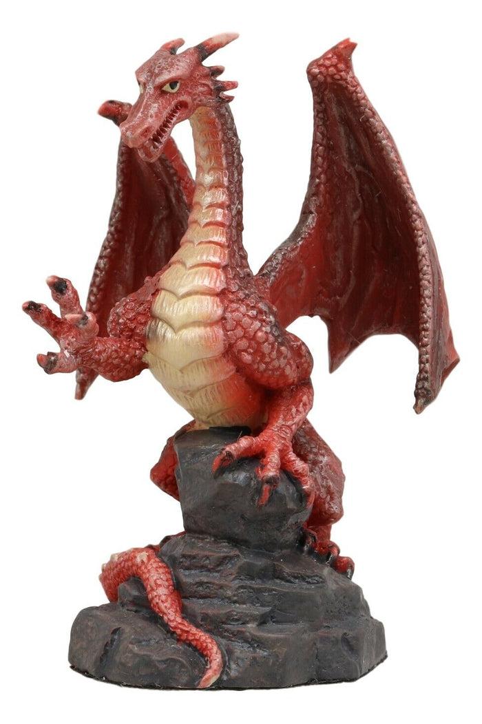 Ebros Whimsical Red Lava Dragon Climbing On Volcanic Rock Statue 4.25" Tall Dungeons And Dragons Legends Fantasy Home And Garden Accent Decor Sculpture Medieval Renaissance Figurine Collectible