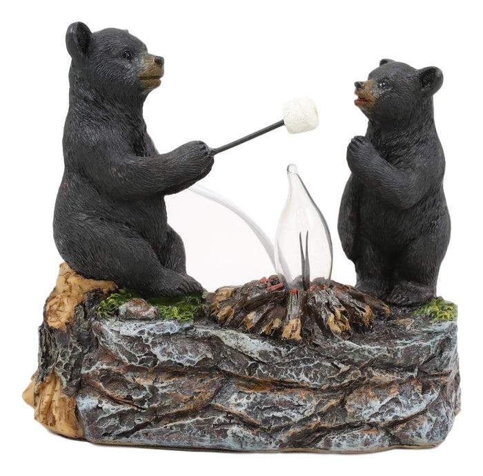 Ebros Whimsical Rustic Forest Black Bears Father And Son Making Marshmallow Smores By Bonfire Campfire Night Light Small Statue Woodland Cabin Lodge Decor Bear Figurine As Decorative Home Accent