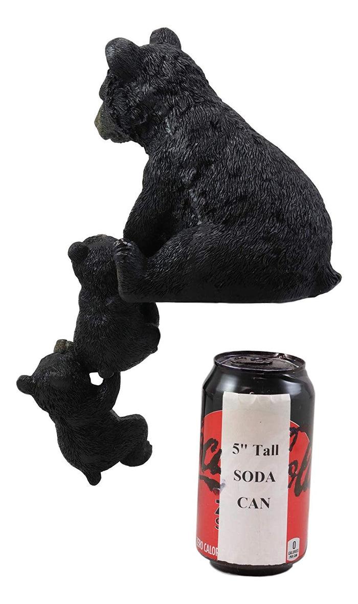 Ebros Whimsical Rustic Forest Black Mama Bear Pulling 2 Cubs Shelf Sitter Statue 11.75" High Woodland Cabin Lodge Decor Bears Figurine For Mantelpiece Fireplace Shelves Tables Decorative Home Accent