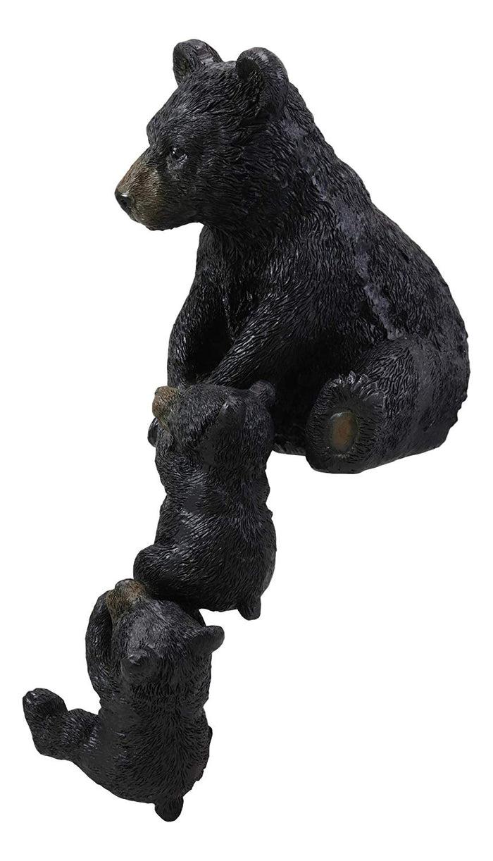 Ebros Whimsical Rustic Forest Black Mama Bear Pulling 2 Cubs Shelf Sitter Statue 11.75" High Woodland Cabin Lodge Decor Bears Figurine For Mantelpiece Fireplace Shelves Tables Decorative Home Accent