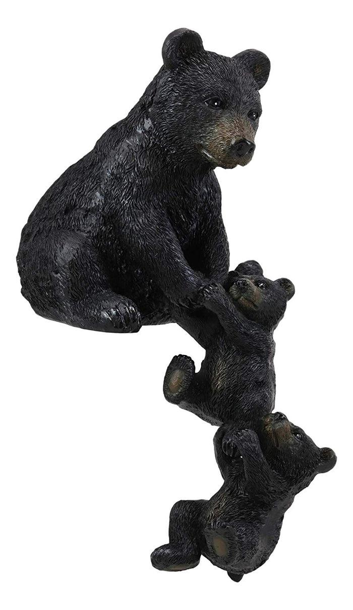 Ebros Whimsical Rustic Forest Black Mama Bear Pulling 2 Cubs Shelf Sitter Statue 11.75" High Woodland Cabin Lodge Decor Bears Figurine For Mantelpiece Fireplace Shelves Tables Decorative Home Accent