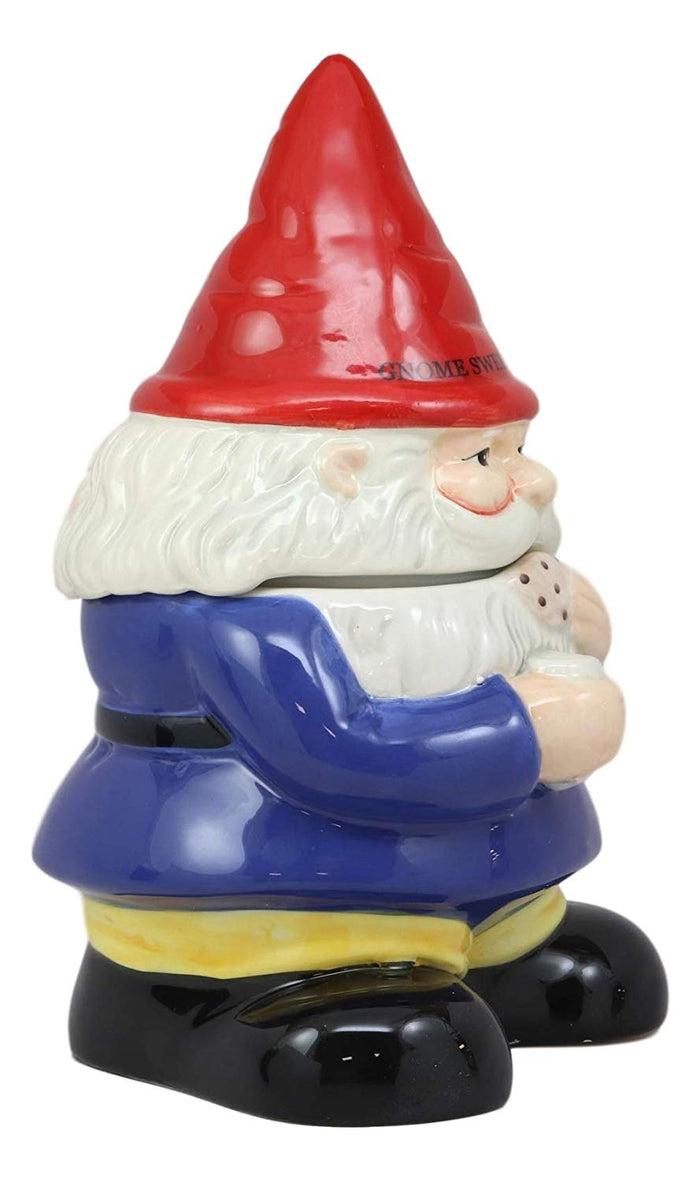Ebros Whimsical Sweet Tooth Gnome Ceramic Cookie Jar With Air Tight Lid 9.75"Tall Decorative Kitchen As Decor Storage For Dry Baking Ingredients Goods Knick Knacks