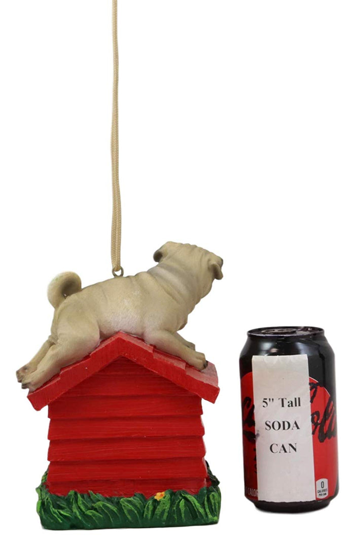 Ebros Whimsical Teacup Pug On Kennel Or Birdhouse Bird Feeder Hanging Figurine