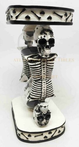 Ebros White Black Wedding Sugar Skulls Day Of The Dead Sand Timer Skeleton Figurine