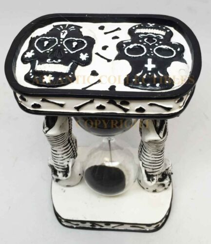Ebros White Black Wedding Sugar Skulls Day Of The Dead Sand Timer Skeleton Figurine