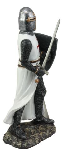 Ebros White Cloak Caped Medieval Crusader Swordsman Knight Of Christ Figurine 11.5"H