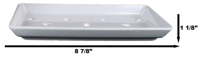Ebros White Neta Zara Sushi Sashimi Plate With Drip Holes 8.75"L X 5"W PACK OF 8