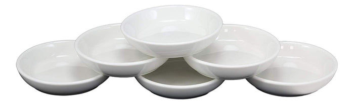 Ebros White Porcelain Contemporary Condiments Soy Sauce Dipping Plate Or Dish Set Of 6 Great Housewarming Gift Or Party Decor For Sushi Asian Dining Oil Chili Paste Chip Dips Restaurant Supply